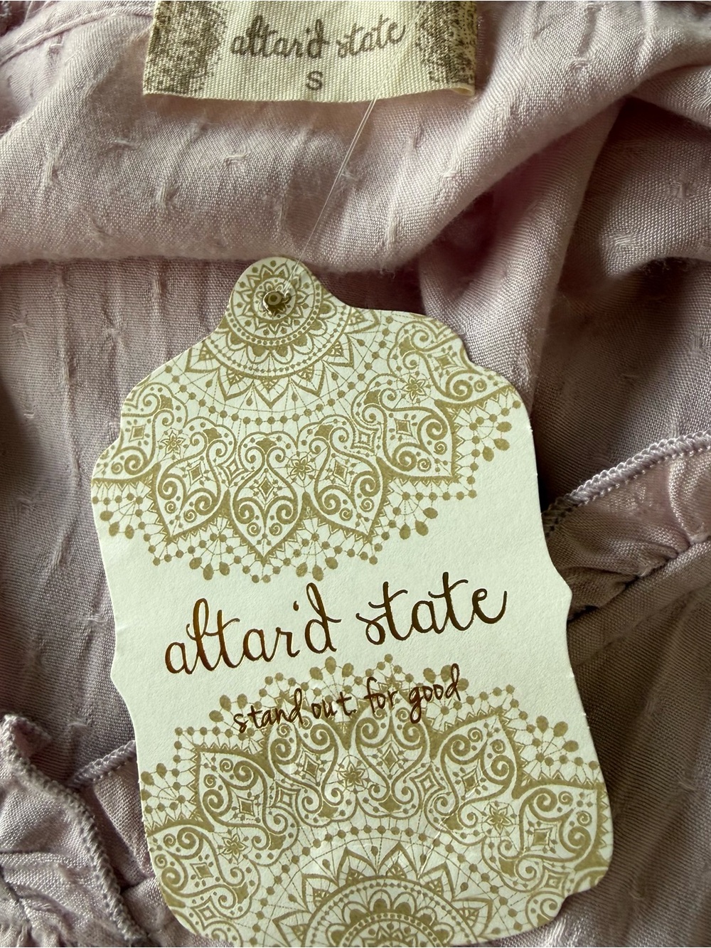 Altar’d state blouse Small light Pink Empire waist   Long Balloon Sleeves NWT - Picture 7 of 10
